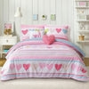 Adorable Trendy Hearts Design Girls Comforter Set Size Printed