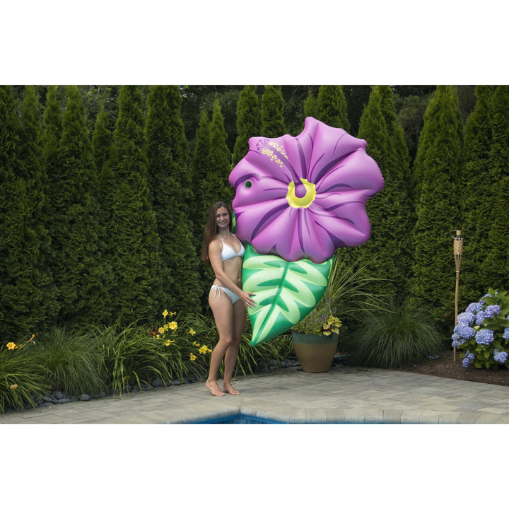 70"" Inflatable Green and Pink Summer Hibiscus Flower Lounge Pool Float Plastic, Medium