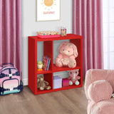 4-Cube Open Bookcase Kids Toy Storage Shelf Organizer (Red) Orange Wood