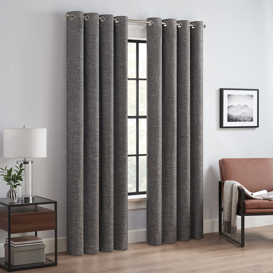 Eclipse Branson Magnitech 100% Blackout Curtain, Grommet Window Curtain Panel, Seamless Magnetic Closure for Bedroom, Living Room or Nursery, 63 in long x 50 in wide, (1 Panel), Black