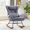 Nursery Rocking Chair Upholstered Glider Rocker with High Backrest