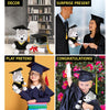 Wolf Graduation Plush Toy with Gown and Cap Tassel 6 Inches Black Grey