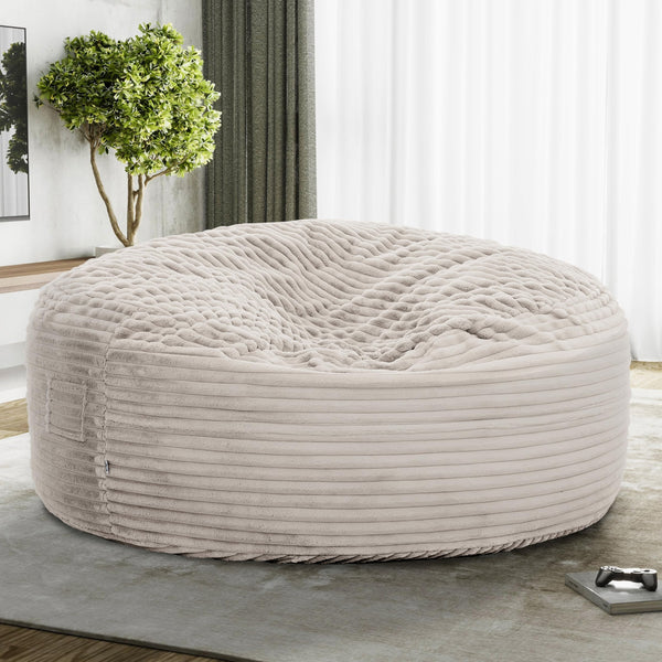 5ft Memory Foam Bean Bag Taupe Traditional Solid Childproof Closure