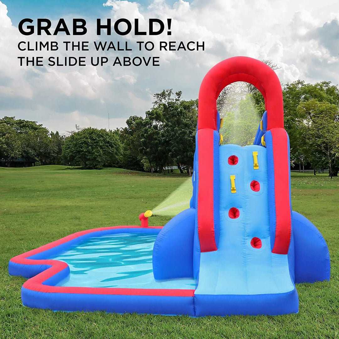 Slide 'N Spray nflatable Water Park Blow Up Pool with Air Pump Blue