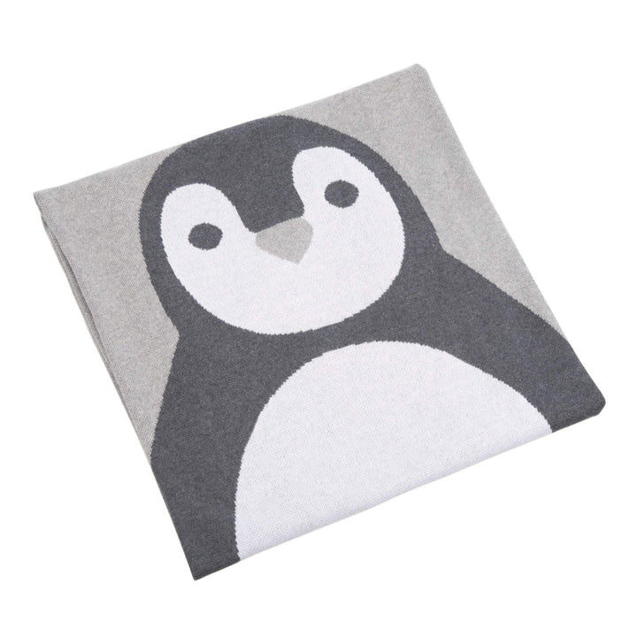 Penguin Baby Throw Blanket Grey White Nature Neutral Animals