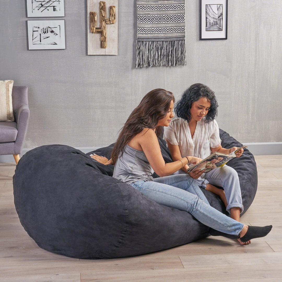 mfortable Cylindrical Suede Bean Bag with Microfiber Black Modern