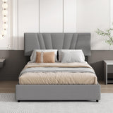 Wooden Queen Upholstered Platform Bed with Lifting Storage and