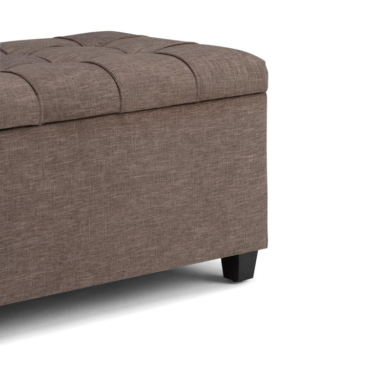 SIMPLIHOME 34 inch Wide Rectangle Lift Top Storage Ottoman