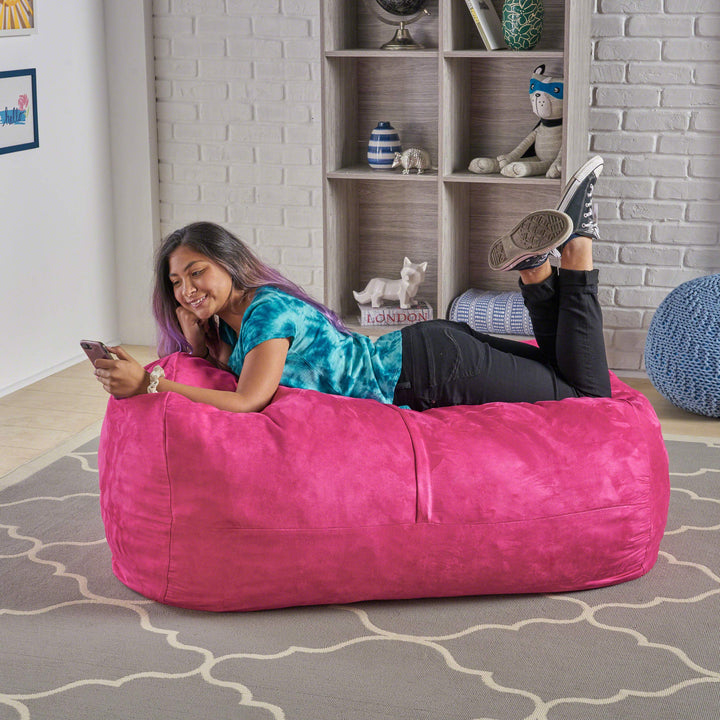 Delilah Traditional 4 Foot Suede Bean Bag Chair by Christopher Knight Home
