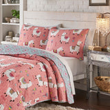 Meadow Meditteranean Sheeps Motif Reversible Kids Quilt Set