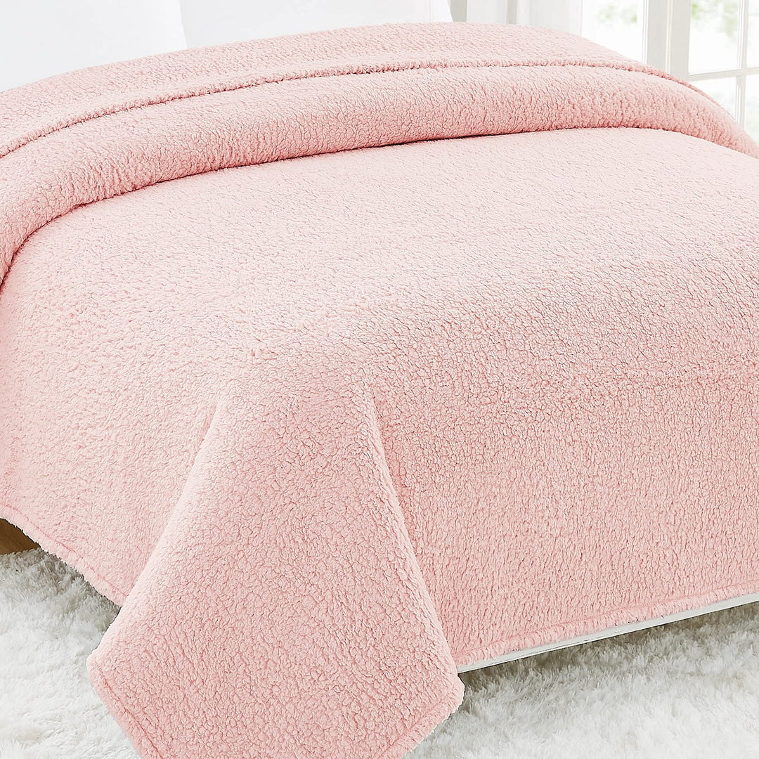 My World - Kids Cloud Sherpa Full/Queen Blanket - Extra Fluffy and Soft - Blush BK4245BSFQ-4500