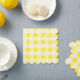 Pack Yellow Plaid Paper Napkins for Birthday Party Supplies (6.5 X 6.5