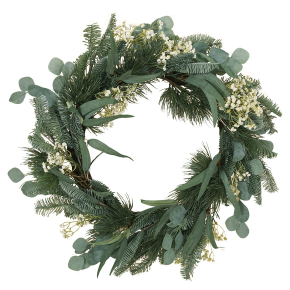 Christopher Knight Home Geddes Artificial Wreath, Green + White