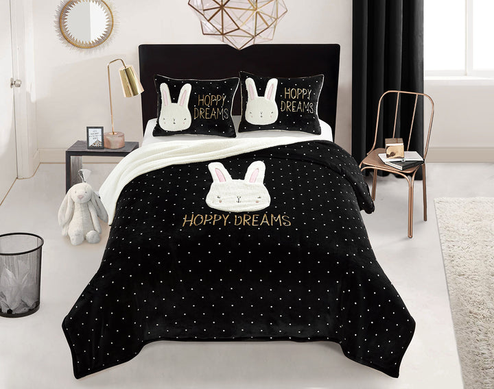 Heritage Kids Bunny Dreams Comforter Set, Full/Queen, Black