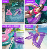 Inflatable Pool Float Chair Filled with Sparkle Confetti Purple