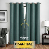 Eclipse Welwick Magnitech 100% Blackout Curtain, Grommet Window Curtain Panel, Seamless Magnetic Closure for Bedroom, Living Room or Nursery, 84 in long x 40 in wide, (1 Panel), Teal