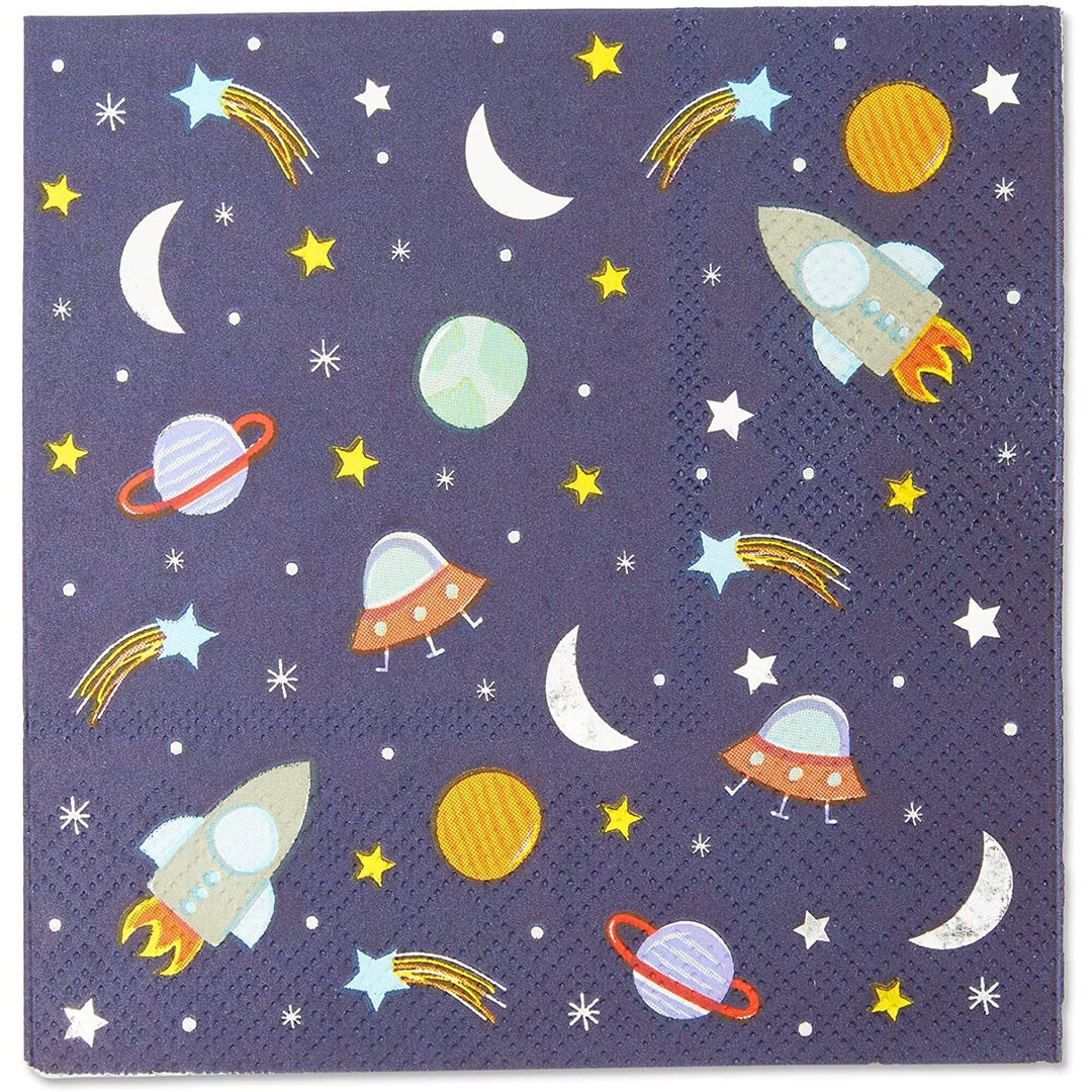 Rocket Ship Napkins for Outer Space Birthday Party (Blue 5 X in 50