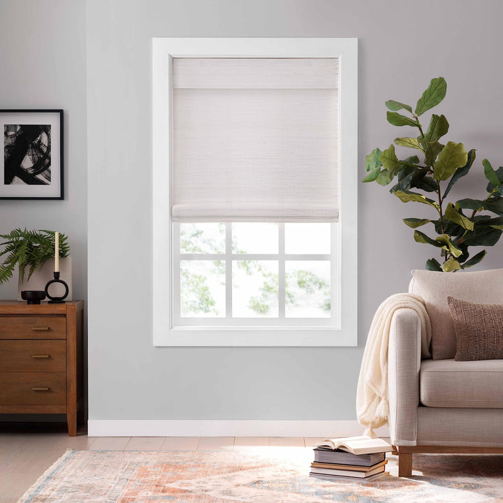 Eclipse Bamboo Roman Shades for Windows (48" x 72"), Semi-Privacy Light-Filtering Cordless Blinds for Bedroom, Living Room, or Office, Safe for Kids & Pets, Easy Mounting Interior Blinds, White