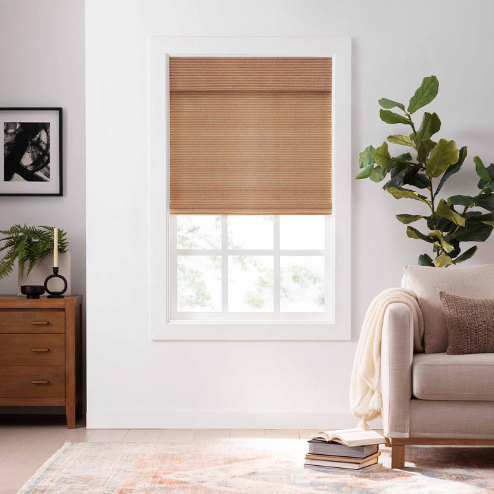 Eclipse Bamboo Roman Shades for Windows (30" x 72"), Semi-Privacy Light-Filtering Cordless Blinds for Bedroom, Living Room, or Office, Safe for Kids & Pets, Easy Mounting Interior Blinds, Natural