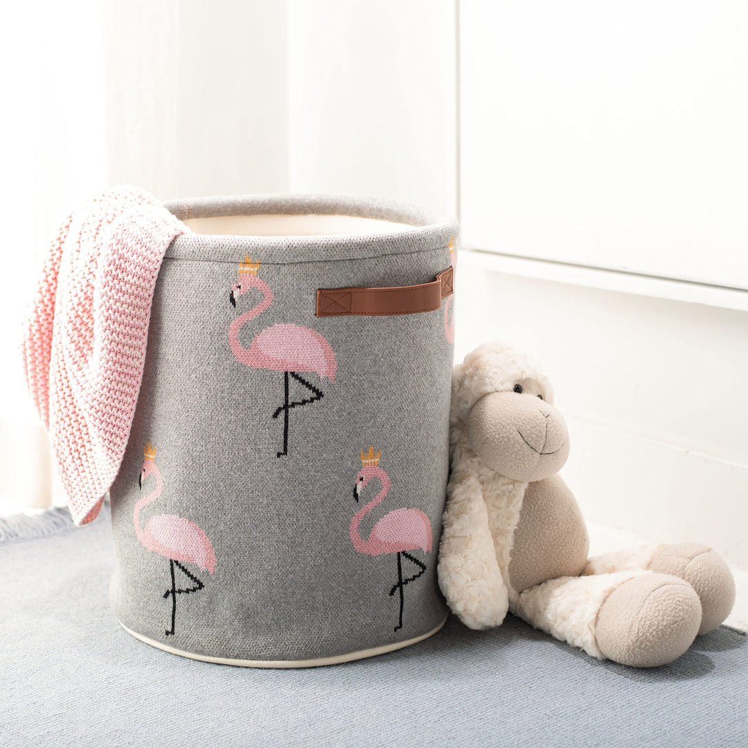 Baby Collection Flora Flamingo Basket Grey Girls Cotton