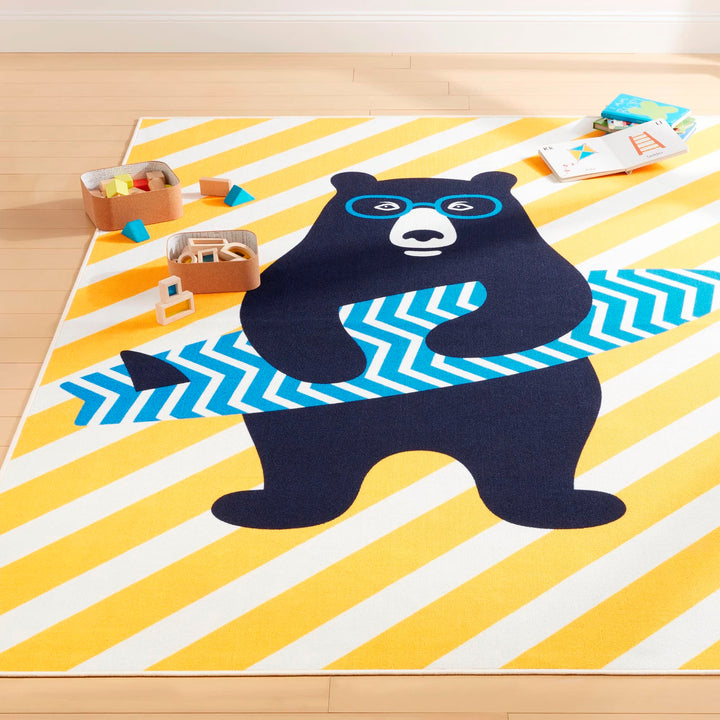 Surfer Bear Kids Machine Washable Area Rug