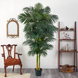 Nearly Natural 8FT Artificial Golden Cane Palm Tree Fake Palm Tree