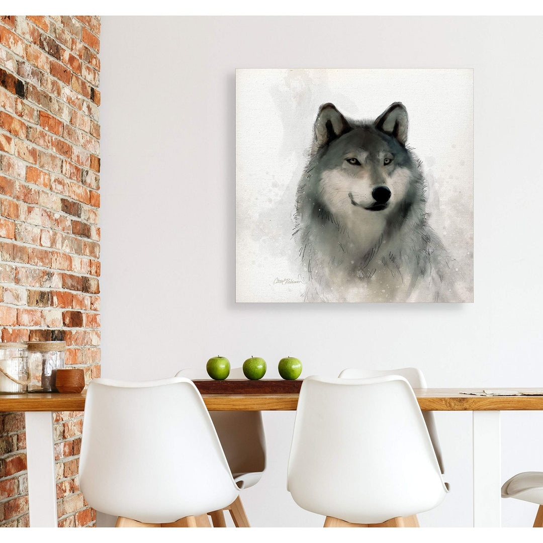 Wolf -Gallery Wrapped Canvas - Yellow Blue Green Red Black White