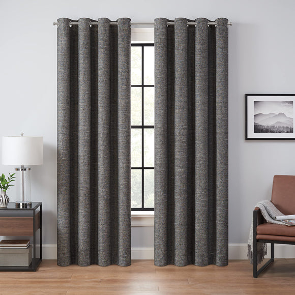 Eclipse Branson Magnitech 100% Blackout Curtain, Grommet Window Curtain Panel, Seamless Magnetic Closure for Bedroom, Living Room or Nursery, 63 in long x 50 in wide, (1 Panel), Black