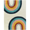 Double Rainbow Kids Area Rug 5'3" X 7' Blue Cream Pink Novelty