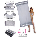 Silver Inflatable Water Hammock Float Lounger Filled W/Confetti 56"