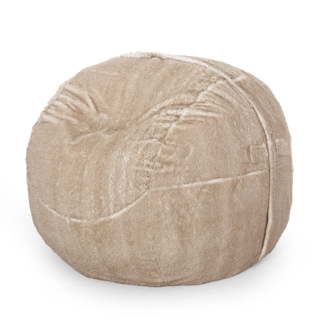 5 Foot Rounded Fur Bean Bag Cream Modern Contemporary