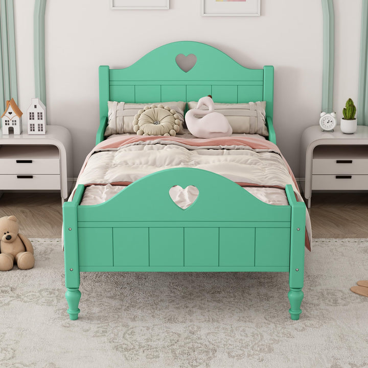 Twin Size Toddler Platform Bed with Side Safety Rails and Headboard