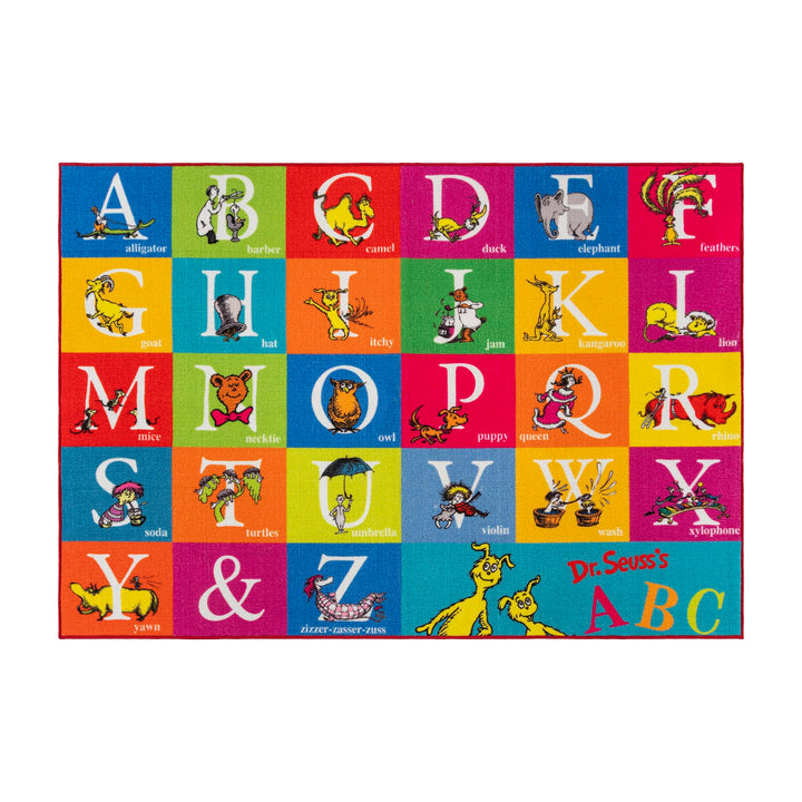 Gertmenian Kids Playroom & Game Room Carpet | Dr. Seuss Rug | Children’s Novelty Bedroom Decor, Classroom Learning Carpet | ABC Multi-Color, 5x7 Standard, 48293