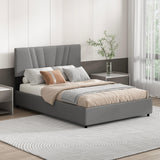 Wooden Queen Upholstered Platform Bed with Lifting Storage and