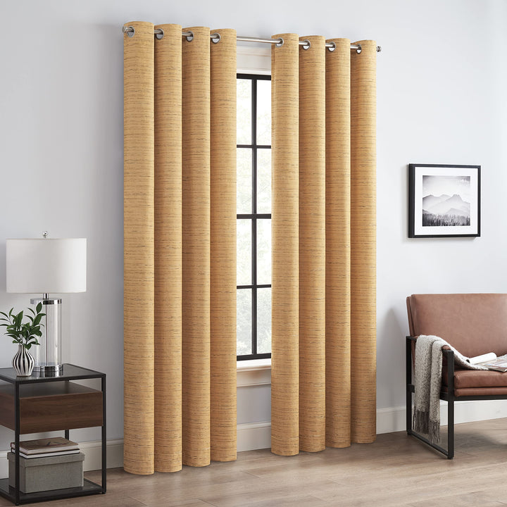 Eclipse Branson Magnitech 100% Blackout Curtain, Grommet Window Curtain Panel, Seamless Magnetic Closure for Bedroom, Living Room or Nursery, 84 in long x 50 in wide, (1 Panel), Honey/ Gold