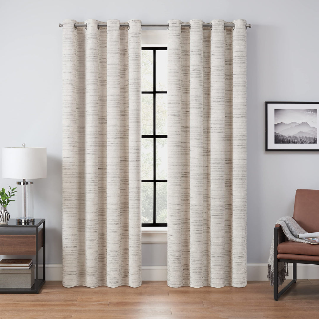 Eclipse Branson Magnitech 100% Blackout Curtain, Grommet Window Curtain Panel, Seamless Magnetic Closure for Bedroom, Living Room or Nursery, 84 in long x 50 in wide, (1 Panel), Ivory