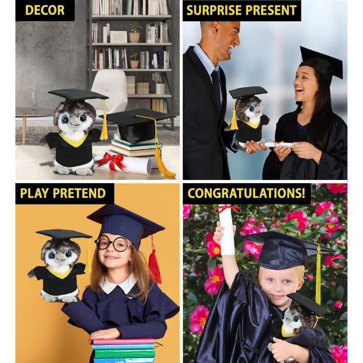 Grey Penguin Graduation Plush Toy with Gown and Cap W/Tassel 6.5