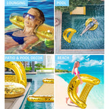 Gold Inflatable Pool Floats Seating Bundle with Confetti 3 Pack