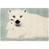 Handmade Wildlife Polar Bear and Cub Wool Rug - 2' X 3' Blue Animal Kids Tween Novelty Rectangle Contains Latex