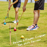 ix Player Croquet et with Premium Rubber Wooden 28in Colored Balls