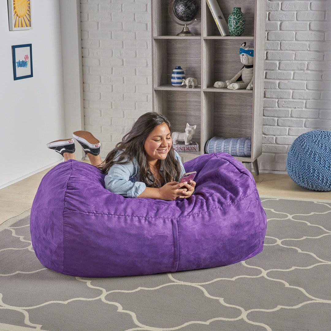 Delilah Traditional 4 Foot Suede Bean Bag Chair by Christopher Knight Home