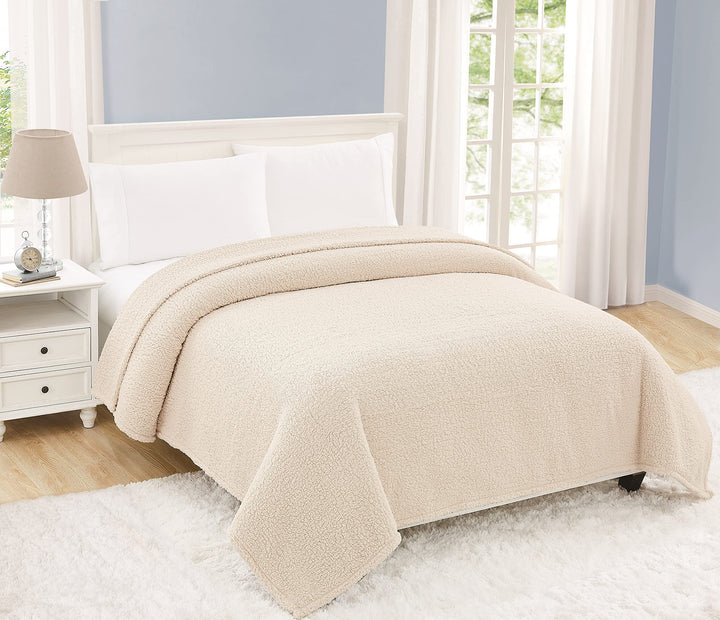 My World - Kids Cloud Sherpa Twin XL Blanket - Extra Fluffy and Soft - Ivory