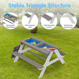 3-in-1 Kids Wood Outdoor Picnic Table with Umbrella Convertible Sand