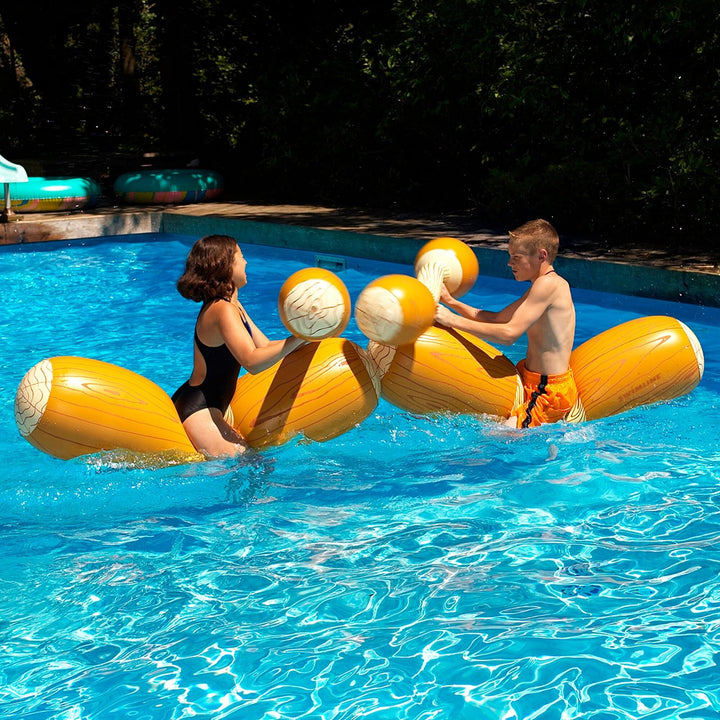 54" Brown and White Inflatable Swimming Pool Log Set Synthetic