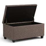 SIMPLIHOME 34 inch Wide Rectangle Lift Top Storage Ottoman