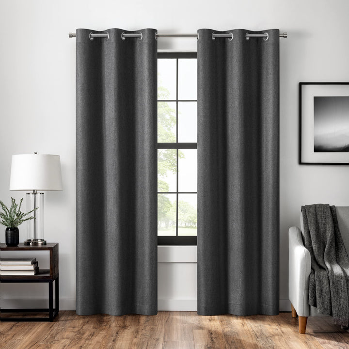 Eclipse Welwick Magnitech 100% Blackout Curtain, Grommet Window Curtain Panel, Seamless Magnetic Closure for Bedroom, Living Room or Nursery, 63 in long x 40 in wide, (1 Panel), Black