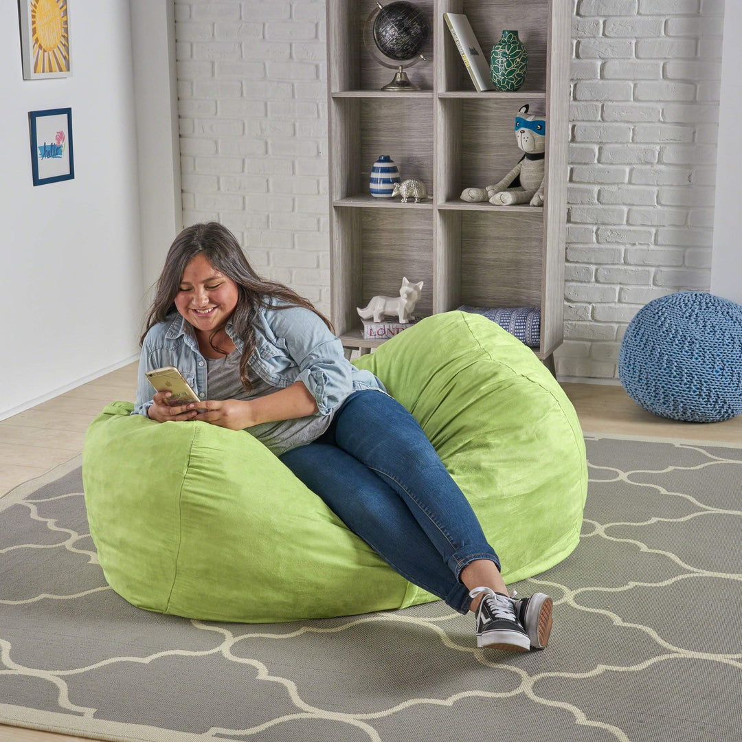 Delilah Traditional 4 Foot Suede Bean Bag Chair by Christopher Knight Home