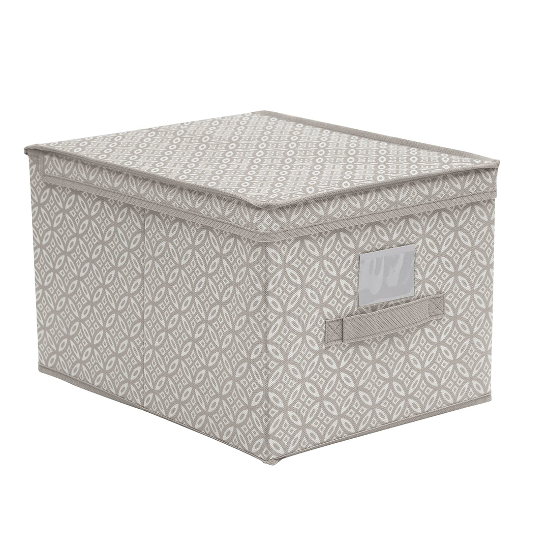 Simplify Boho Large Storage Box | Foldable | Collapsible | Flip Top Lid | Bedroom & Closet Organization | Clothes | Toys | Grey