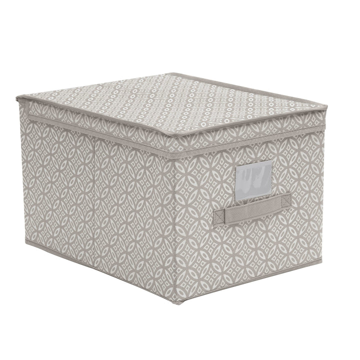 Simplify Boho Large Storage Box | Foldable | Collapsible | Flip Top Lid | Bedroom & Closet Organization | Clothes | Toys | Grey