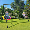 Heavy Duty Swing Set for Backyard with Saucer 2 Belt Swings Black